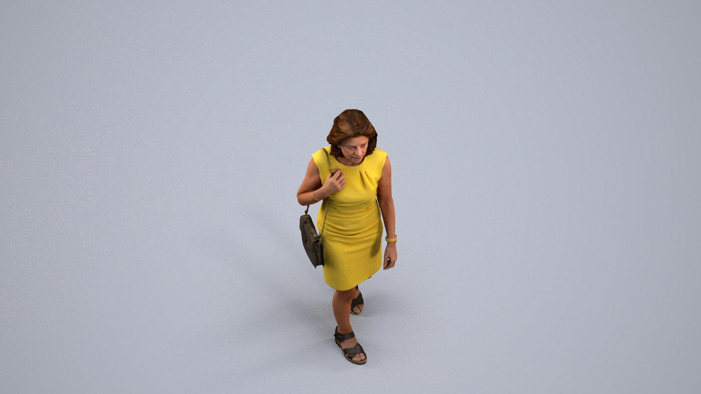 realistic 3D people woman business walking, render-ready for V-Ray and Corona, FBX OBJ, back view render
