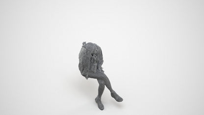 realistic 3D people woman casual sitting, render-ready for V-Ray and Corona, FBX OBJ, wireframe three-quarter view