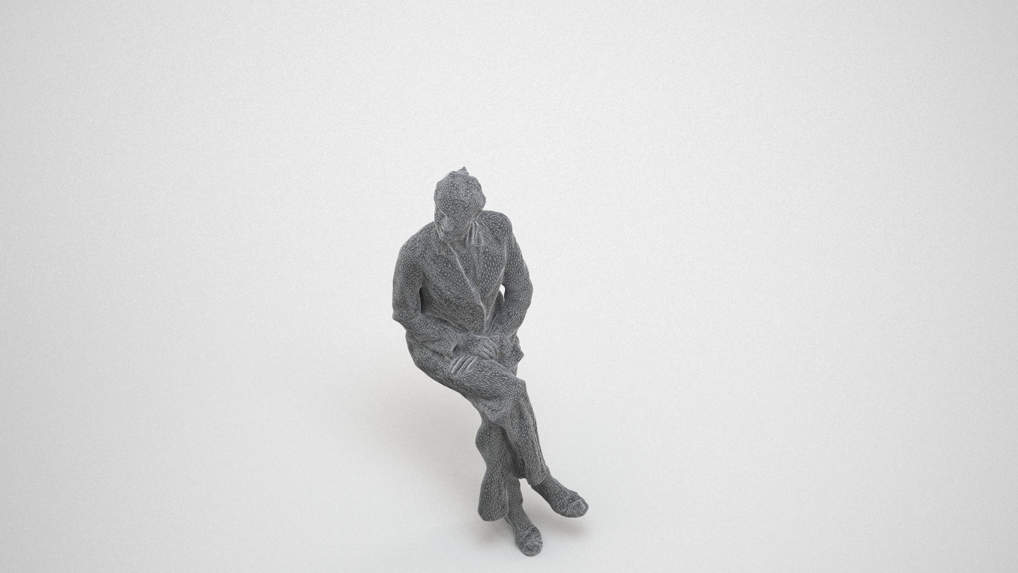 scanned 3D senior woman business, photogrammetry people for Enscape and V-Ray, wireframe three-quarter view