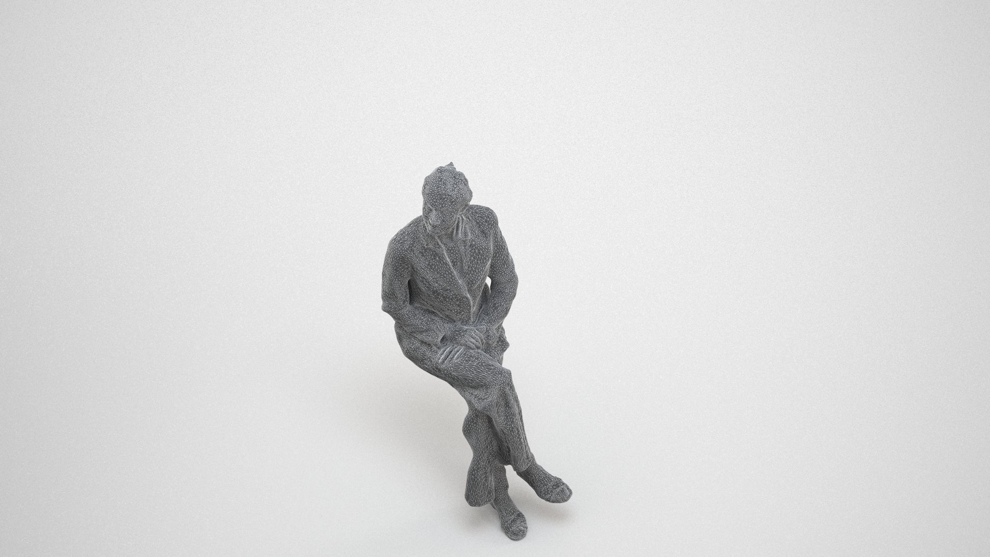 scanned 3D senior woman business, photogrammetry people for Enscape and V-Ray, wireframe three-quarter view