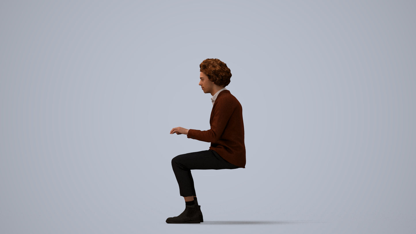realistic 3D man business, scanned archviz people for Blender and 3ds Max, three-quarter view render