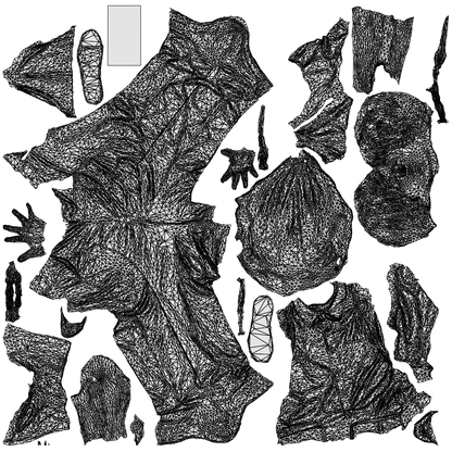 scanned 3D boy casual kids, photogrammetry people for Enscape and V-Ray, wireframe top-down view