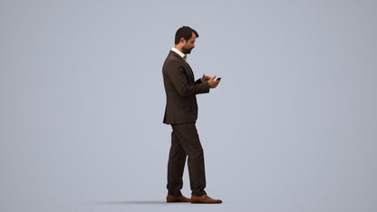 realistic 3D people man business, render-ready for V-Ray and Corona, FBX OBJ, side view render