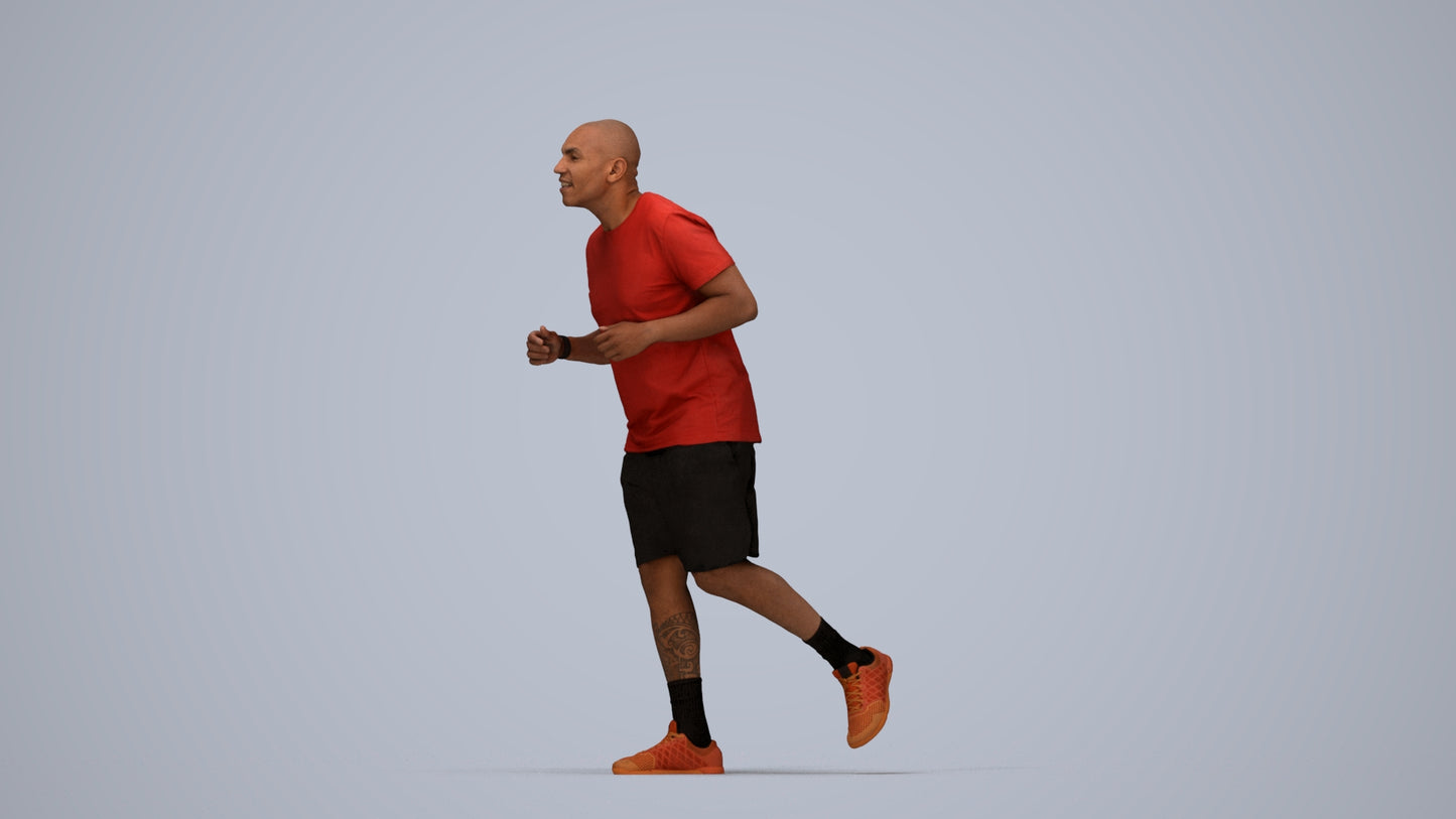 3D scanned man sport, photorealistic archviz people for Enscape and SketchUp, top-down view render
