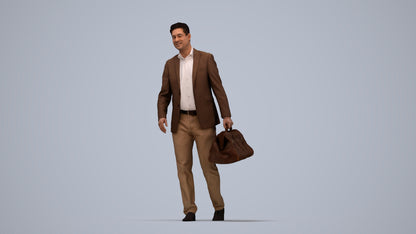 realistic 3D people man business walking, render-ready for V-Ray and Corona, FBX OBJ, top-down view render