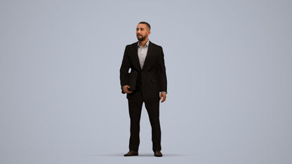 3D people model man business, scanned human for 3ds Max rendering, standing pose render