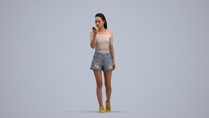 photogrammetry 3D woman casual walking, realistic human model archviz FBX, standing pose render