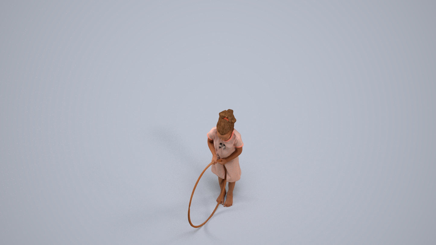 realistic 3D girl casual kids, scanned archviz people for Blender and 3ds Max, back view render