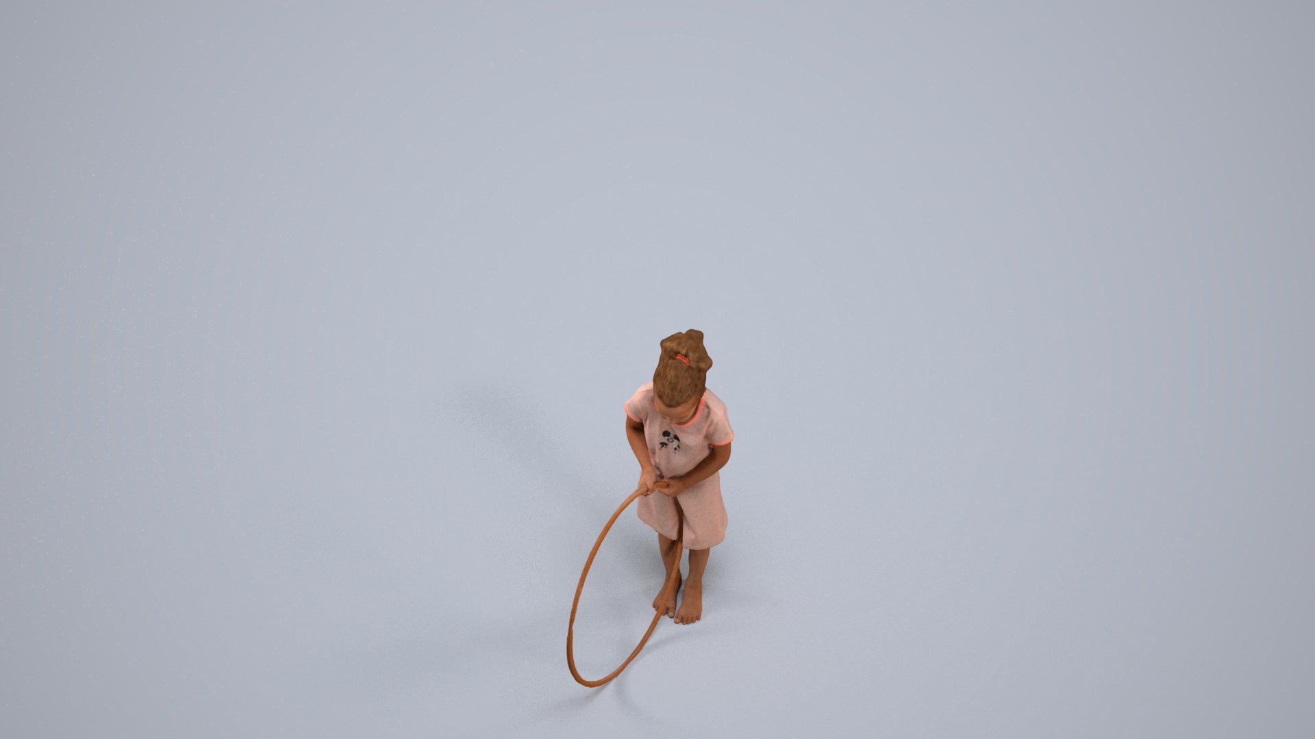 realistic 3D girl casual kids, scanned archviz people for Blender and 3ds Max, back view render
