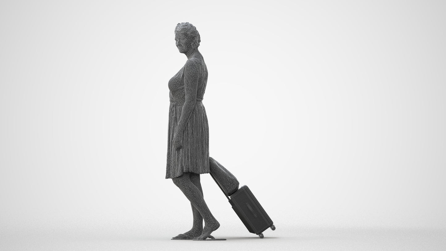 photogrammetry 3D woman casual walking, realistic human model archviz FBX, square thumbnail
