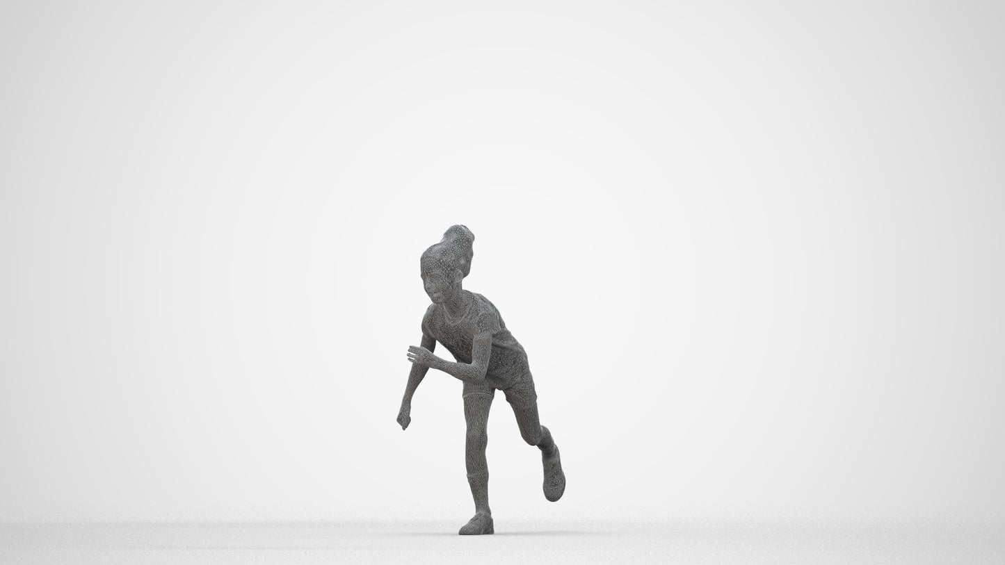 realistic 3D human girl casual kids, archviz people FBX OBJ for Blender, wireframe back view