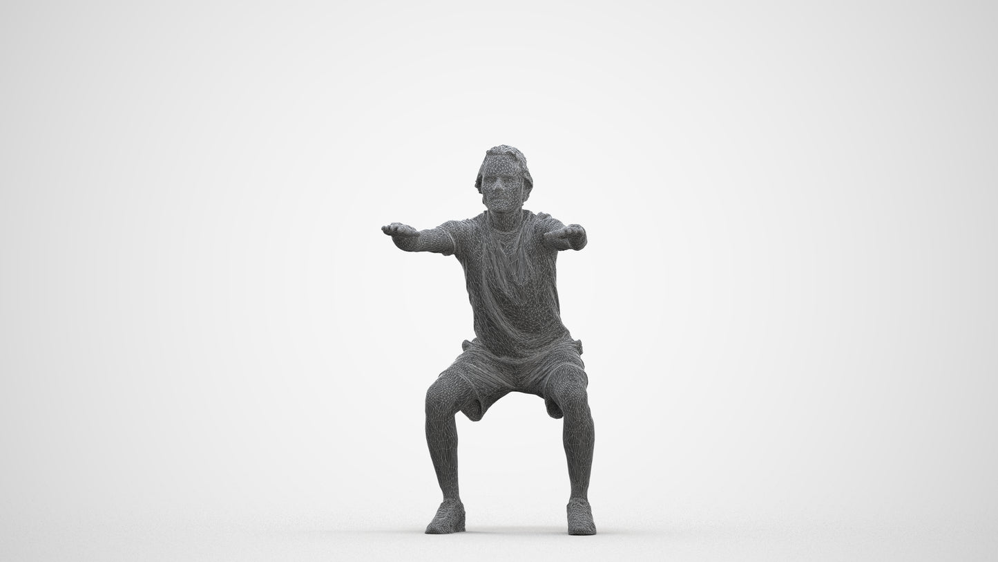 3D people model man casual sport, scanned human for 3ds Max rendering, three-quarter front view render