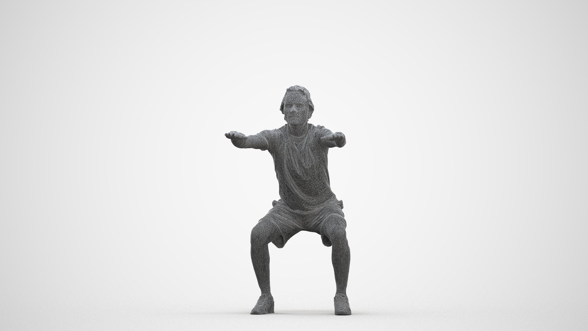 3D people model man casual sport, scanned human for 3ds Max rendering, three-quarter front view render