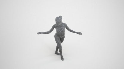3D people model woman pool, scanned human for 3ds Max rendering, wireframe three-quarter view
