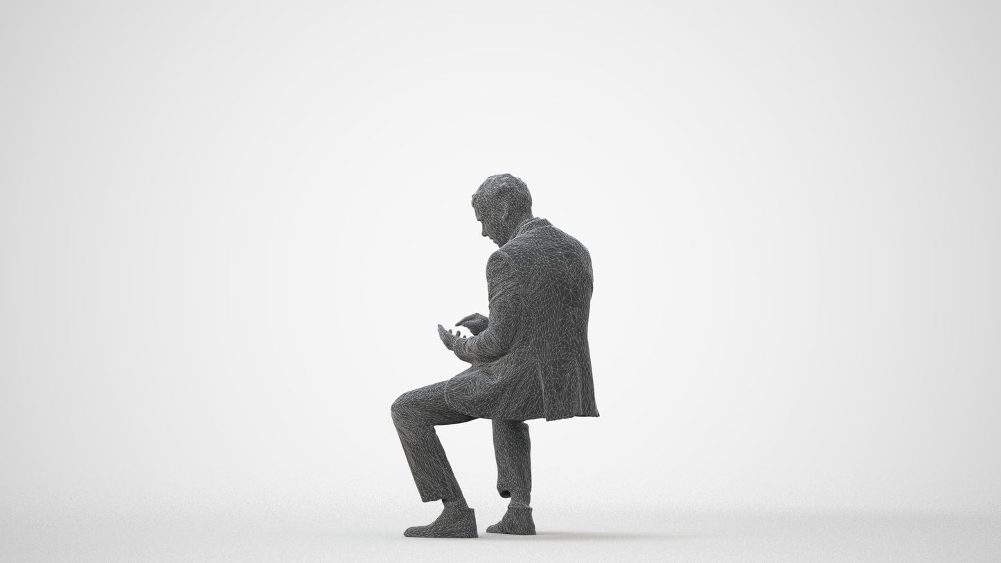 photogrammetry 3D man business, realistic human model archviz FBX, square thumbnail