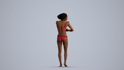realistic 3D human woman pool, archviz people FBX OBJ for Blender, front view render