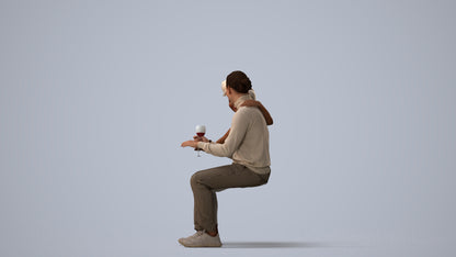 scanned 3D man casual couple, photogrammetry people for Enscape and V-Ray, three-quarter view render