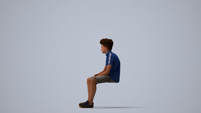 3D scanned boy kids casual, photorealistic archviz people for Enscape and SketchUp, three-quarter view render