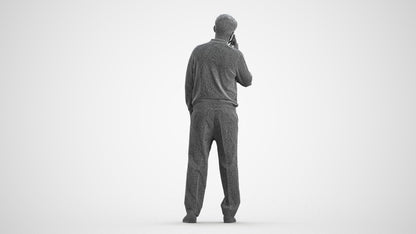 realistic 3D people man casual standing, render-ready for V-Ray and Corona, FBX OBJ, wireframe front view
