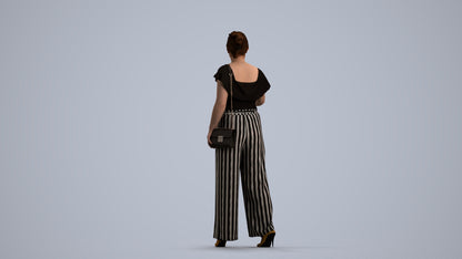 realistic 3D woman casual standing, scanned archviz people for Blender and 3ds Max, front view render