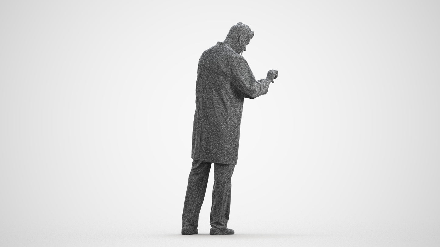 realistic 3D people man medical, render-ready for V-Ray and Corona, FBX OBJ, wireframe front view
