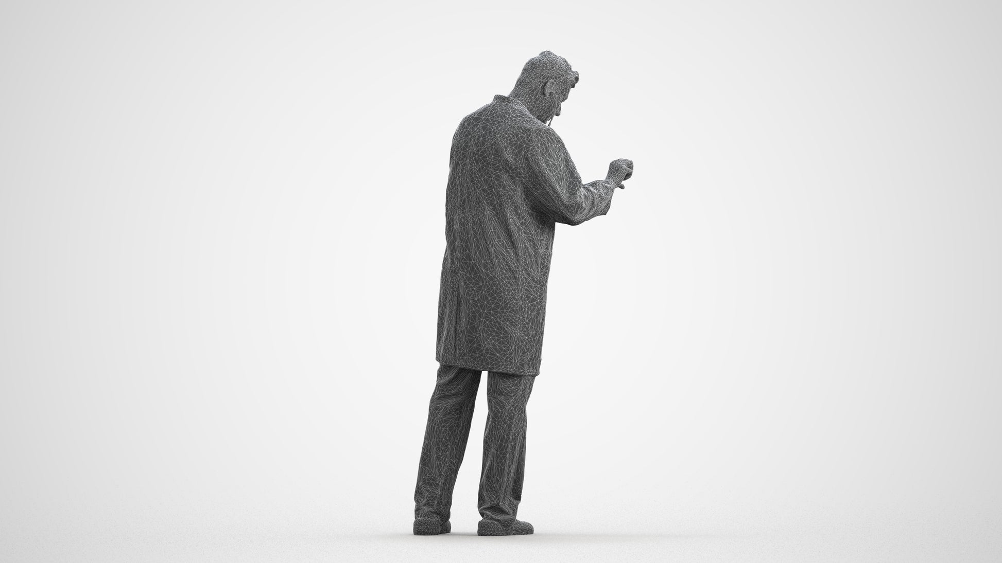realistic 3D people man medical, render-ready for V-Ray and Corona, FBX OBJ, wireframe front view