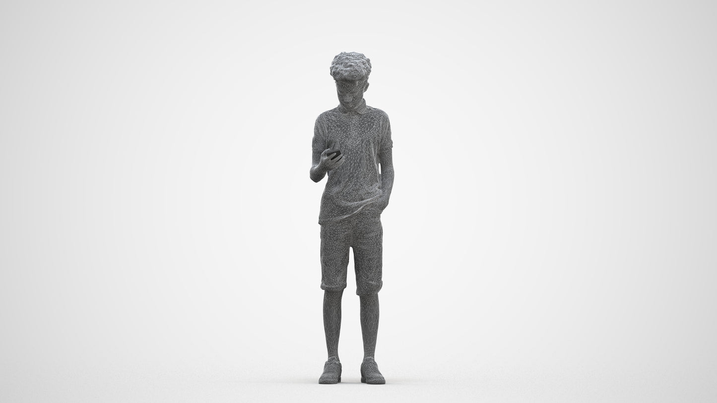 realistic 3D human boy casual kids, archviz people FBX OBJ for Blender, three-quarter front view render