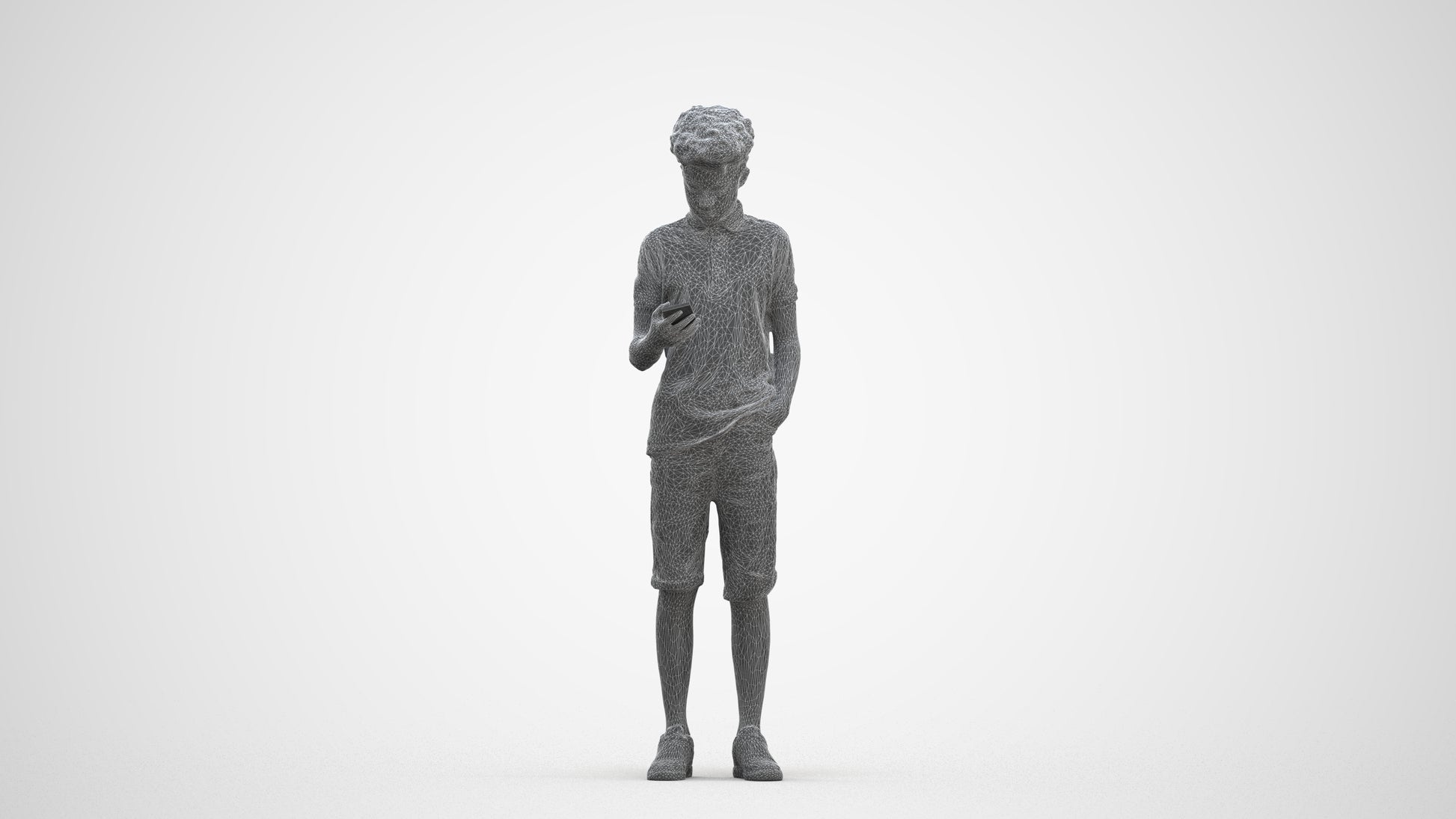 realistic 3D human boy casual kids, archviz people FBX OBJ for Blender, three-quarter front view render