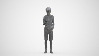 realistic 3D human boy casual kids, archviz people FBX OBJ for Blender, three-quarter front view render