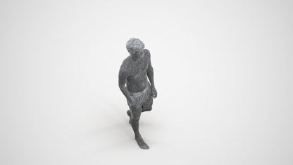 scanned 3D man pool, photogrammetry people for Enscape and V-Ray, wireframe three-quarter view