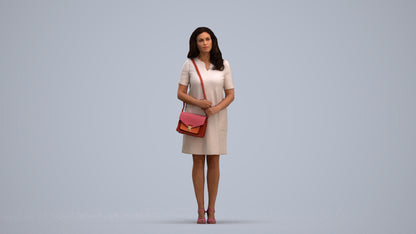 realistic 3D woman business standing, scanned archviz people for Blender and 3ds Max, standing pose render
