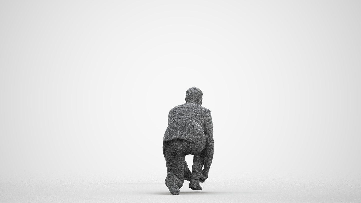 scanned 3D man business standing, photogrammetry people for Enscape and V-Ray, wireframe front view
