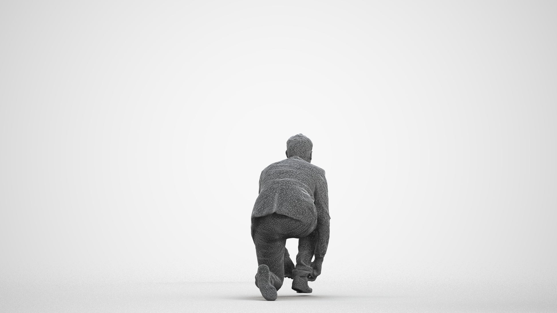 scanned 3D man business standing, photogrammetry people for Enscape and V-Ray, wireframe front view