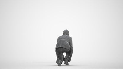 scanned 3D man business standing, photogrammetry people for Enscape and V-Ray, wireframe front view