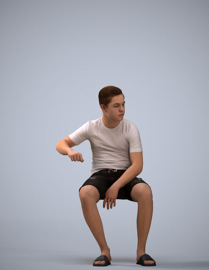 scanned 3D boy casual kids, photogrammetry people for Enscape and V-Ray