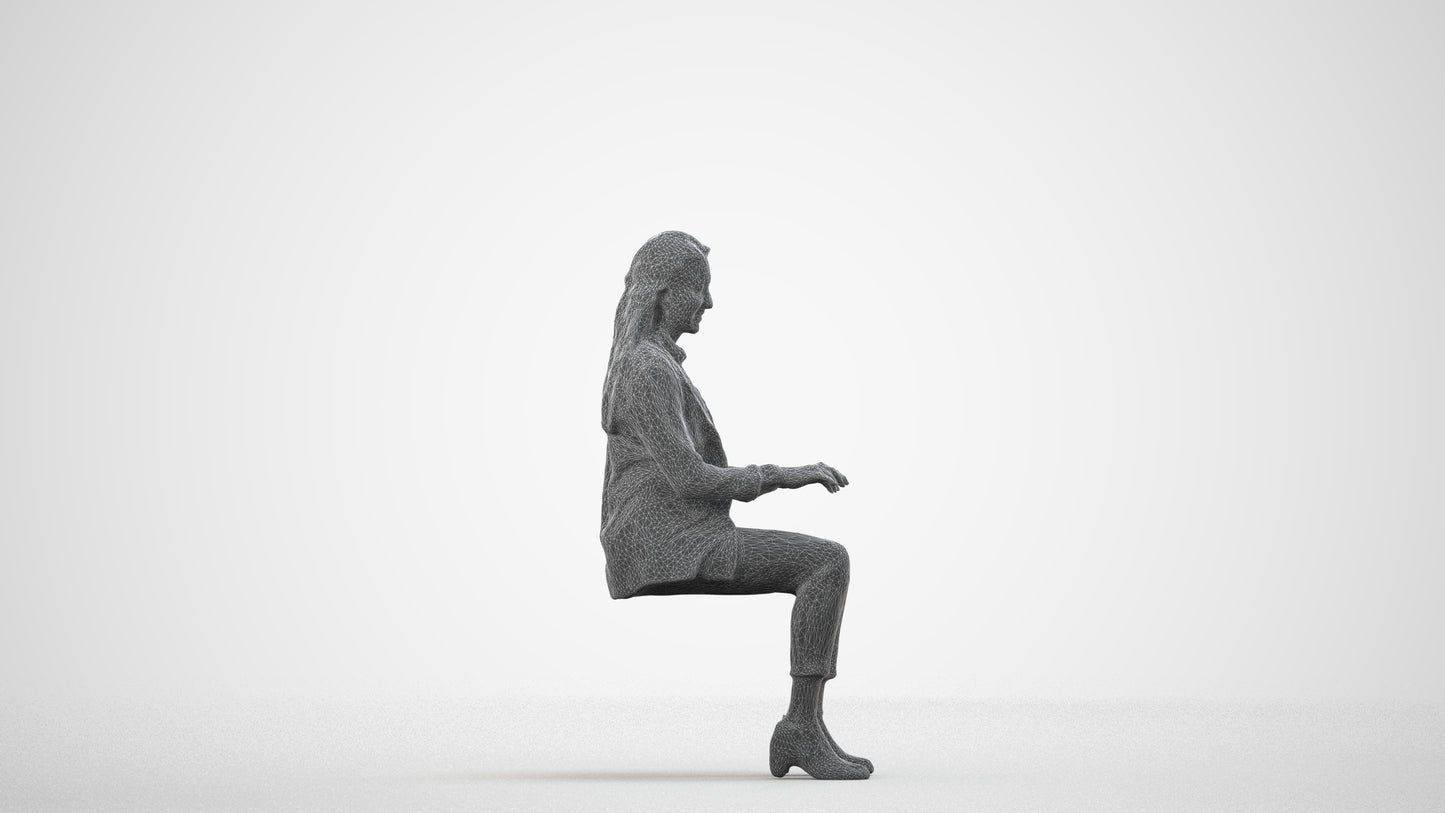 scanned 3D woman business, photogrammetry people for Enscape and V-Ray, wireframe side view