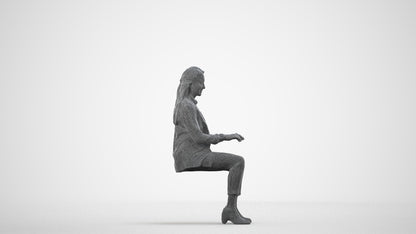 scanned 3D woman business, photogrammetry people for Enscape and V-Ray, wireframe side view
