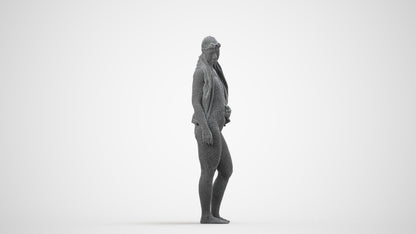 3D people model woman sport pool, scanned human for 3ds Max rendering, wireframe side view