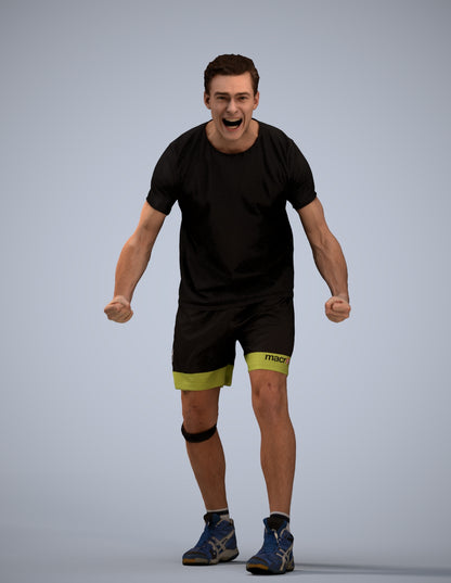 3D human model man sport, photogrammetry scanned person for archviz