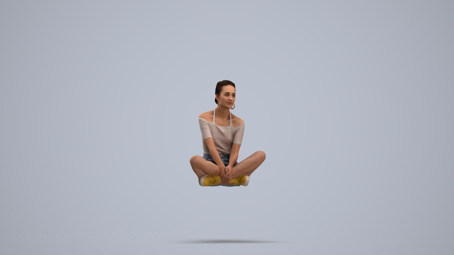 scanned 3D woman casual sitting, photogrammetry people for Enscape and V-Ray, standing pose render