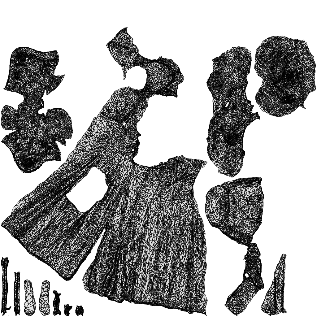 3D human model senior woman standing, photogrammetry scanned person for archviz, wireframe top-down view