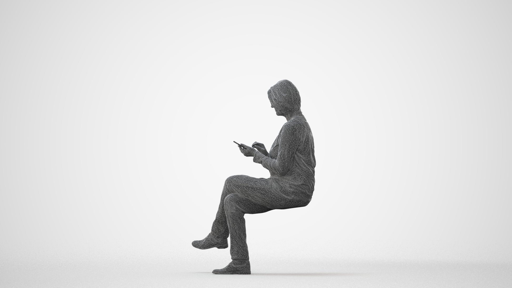 3D people model woman casual sitting, scanned human for 3ds Max rendering, square thumbnail
