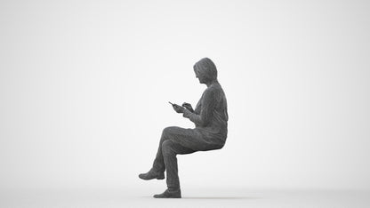 3D people model woman casual sitting, scanned human for 3ds Max rendering, square thumbnail