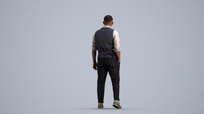 scanned 3D man business, photogrammetry people for Enscape and V-Ray, front view render