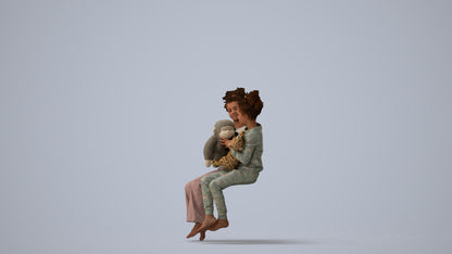 realistic 3D people girl kids, render-ready for V-Ray and Corona, FBX OBJ, three-quarter view render