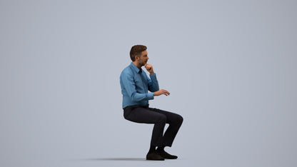 photogrammetry 3D man business, realistic human model archviz FBX, side view render