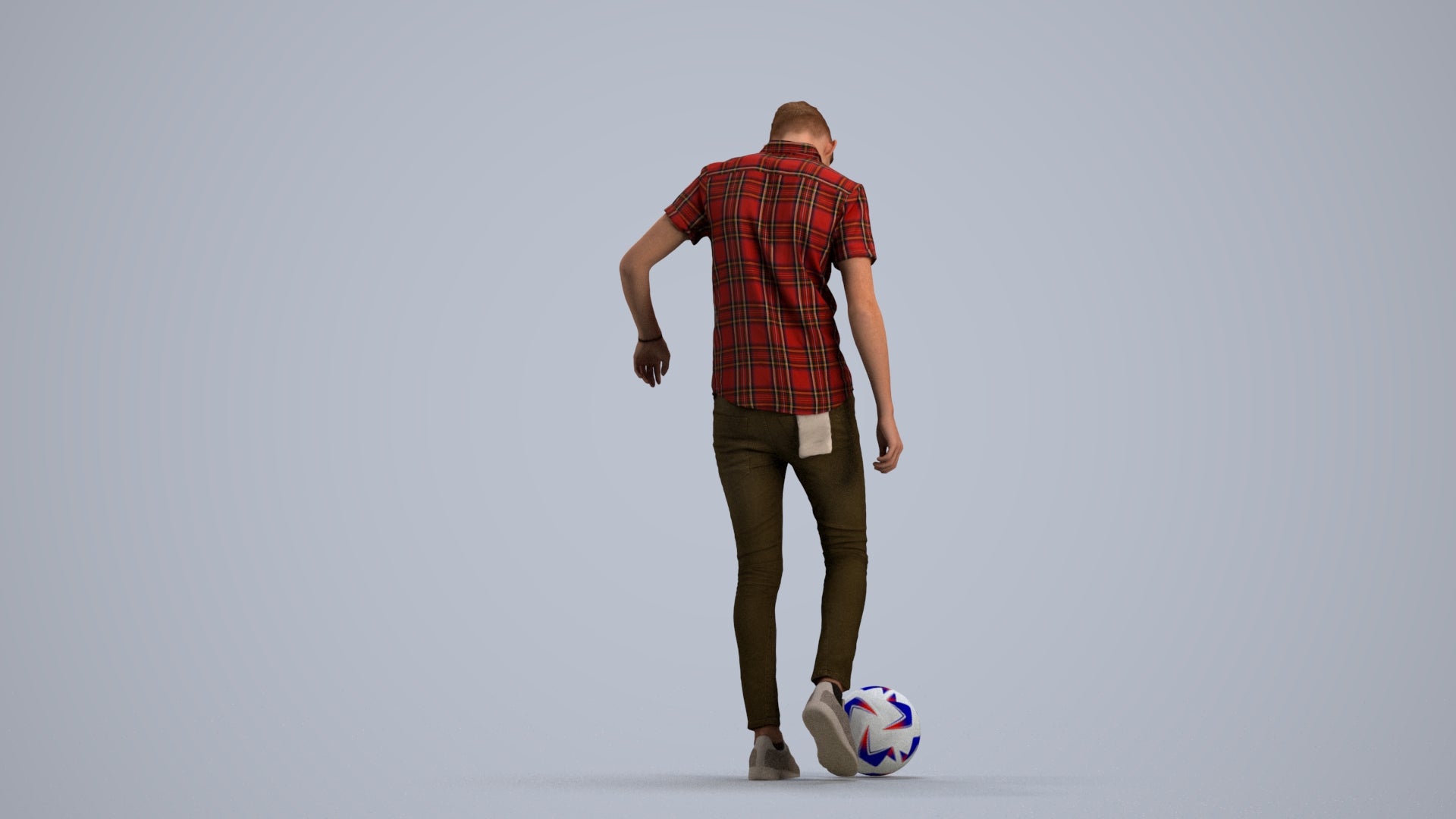 3D human model man sport standing, photogrammetry scanned person for archviz, front view render
