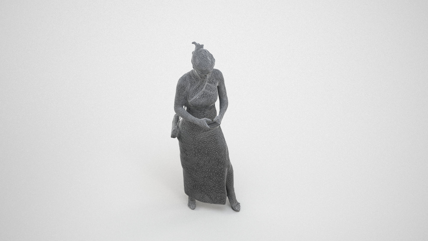 realistic 3D woman formal formalaffairs, scanned archviz people for Blender and 3ds Max, wireframe three-quarter view