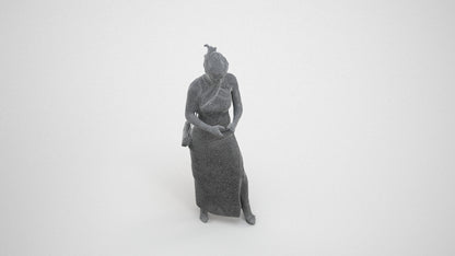 realistic 3D woman formal formalaffairs, scanned archviz people for Blender and 3ds Max, wireframe three-quarter view