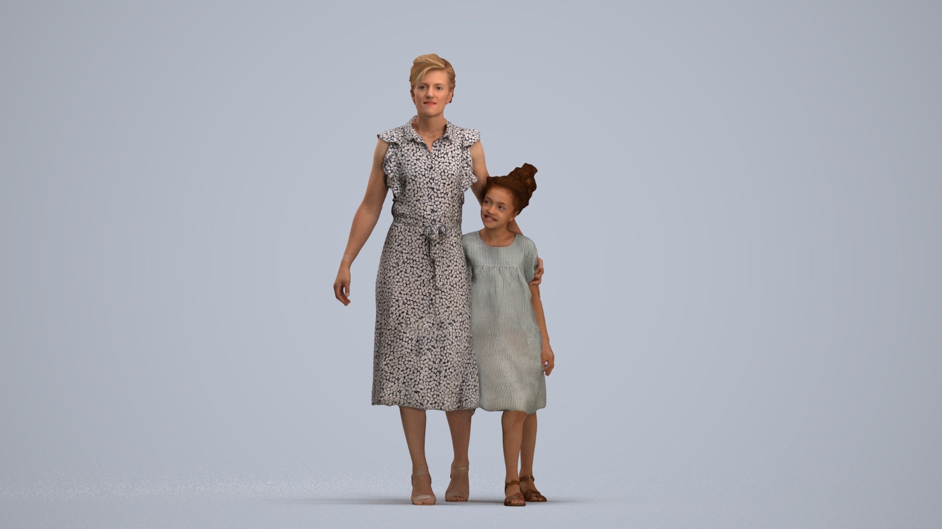 3D scanned girl kids casual, photorealistic archviz people for Enscape and SketchUp, standing pose render